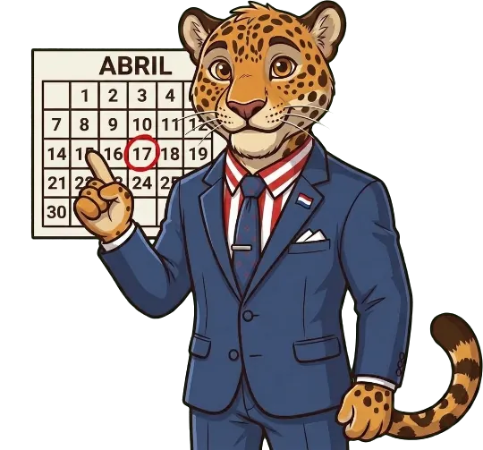 Conty señalando una fecha marcada en un calendario